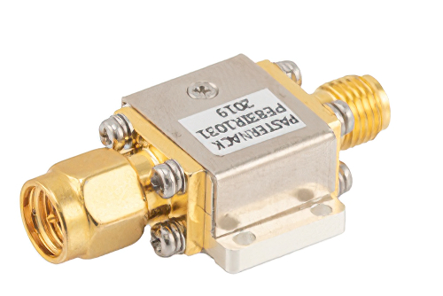 Isolator with 10 dB Isolation from 6 GHz to 18 GHz, 10 Watts and SMA Female to SMA Male