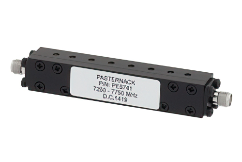 8 Section Bandpass Filter With SMA Female Connectors Operating From 7.25 GHz to 7.75 GHz With a 500 MHz Passband