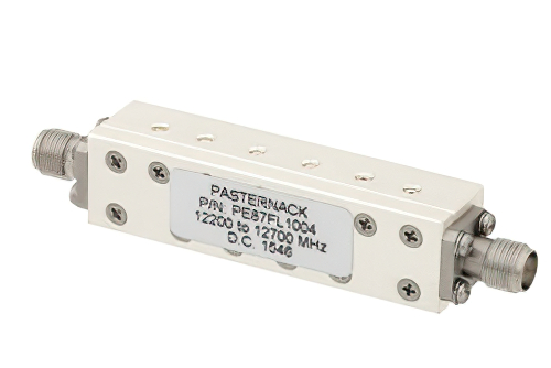 6 Section Bandpass Filter With SMA Female Connectors Operating From 12.2 GHz to 12.7 GHz With a 500 MHz Passband