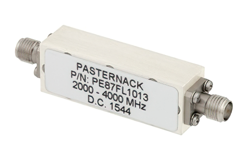 11 Section Bandpass Filter With SMA Female Connectors Operating From 2 GHz to 4 GHz With a 2 GHz Passband