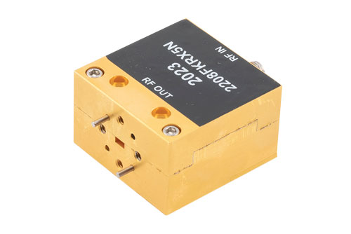 WR-15 Waveguide with UG-385/U Flanged 4x Active Frequency Multiplier, V band, 50 GHz to 75 GHz Frequency and +15 dBm Power Outputs