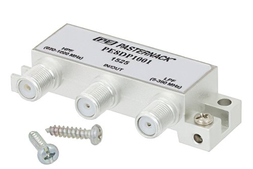 Diplexer 75 Ohm Type F Female, 5 to 390 MHz Low Pass, 650 to 1,000 MHz High Pass