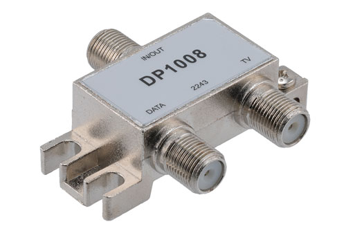 Diplexer 75 Ohm Type F Female, 5 to 1000 MHz Data Band, 54 to 1000 MHz TV Band