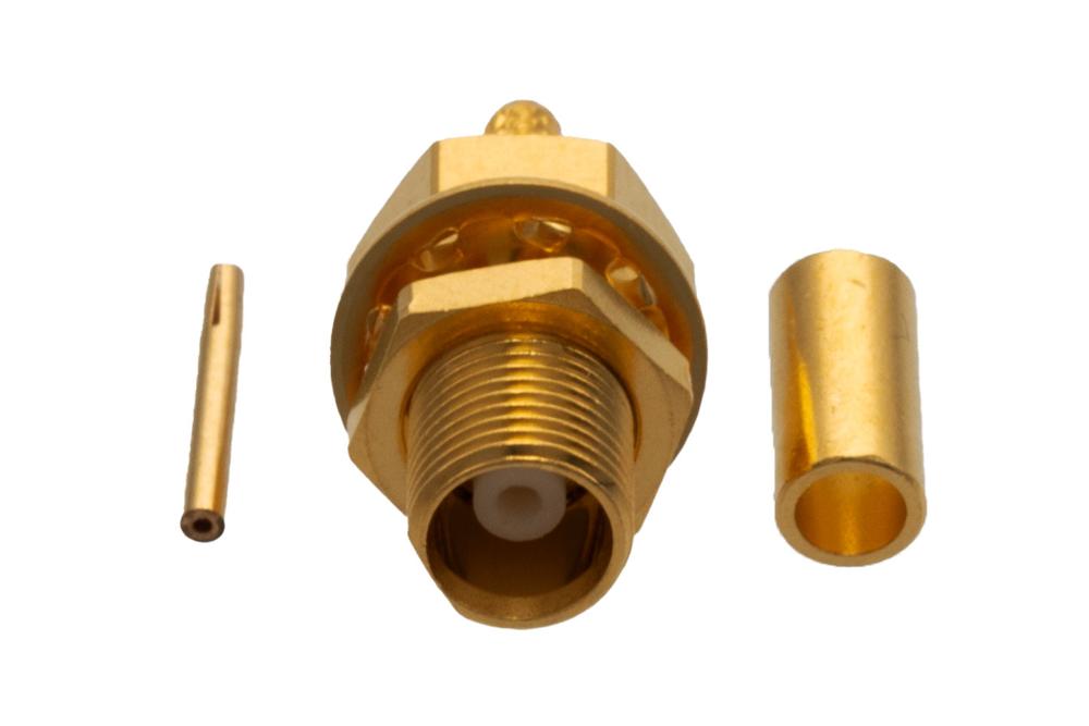 MCX Jack Bulkhead Mount Connector Crimp/Solder Attachment for RG178, RG196, .177 inch D Hole
