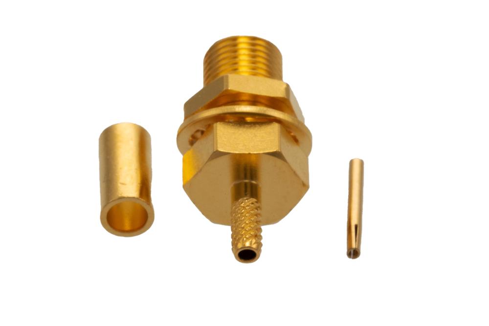 MCX Jack Bulkhead Mount Connector Crimp/Solder Attachment for RG178, RG196, .177 inch D Hole