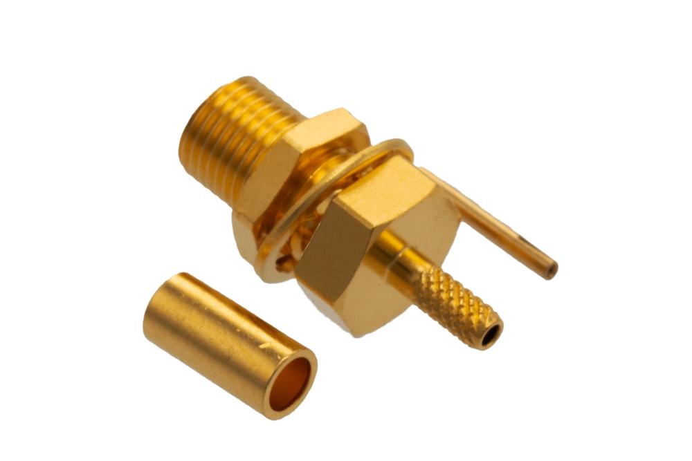 MCX Jack Bulkhead Mount Connector Crimp/Solder Attachment for RG178, RG196, .177 inch D Hole