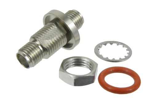 Bulkhead Mount Hermetically Sealed SMA Female to SMA Female Adapter, High Temperature