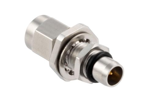 Bulkhead Mount Slide-On BMA Plug to SMA Male Adapter