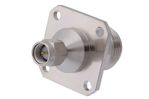 SMA Male to N Female 4 Hole Flange Mount Adapter