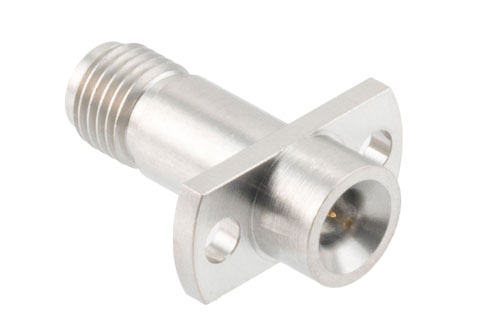 Precision SMA Female to SMP Male 2 Hole Flange Mount Adapter, Smooth Bore .450 inch Mounting Hole Spacing