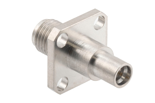 Precision SMA Female to SMP Male 4 Hole Flange Mount Adapter, Full Detent