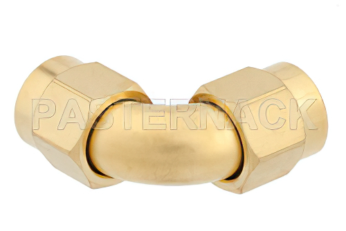 Precision SMA Male to SMA Male Radius Right Angle Adapter, Gold Plated