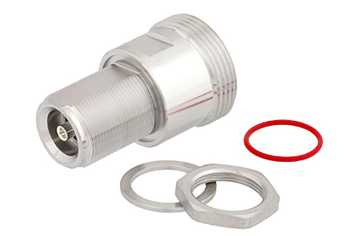 Bulkhead Mount 7/16 DIN Female to 4.1/9.5 Mini DIN Female Adapter, IP67 Mated
