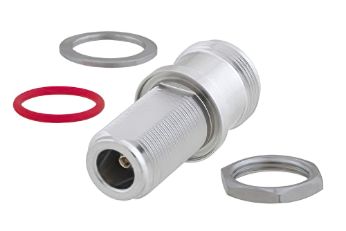 Bulkhead Mount 4.1/9.5 Mini DIN Female to N Female Adapter, IP67 UnMated