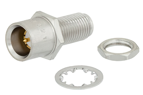 Bulkhead Mount Push-On SMA Male to SMA Female Adapter