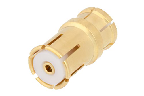 Push-On SMP Female to MMBX Plug Snap-On Adapter, With Male Center Contact