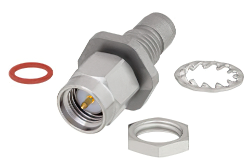 Bulkhead Mount Slide-On BMA Plug to SMA Male Adapter