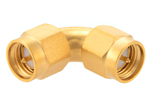 Precision SMA Male to SMA Male Radius Right Angle Adapter, Gold Plated