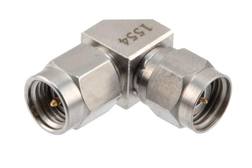 2.4mm Male to 3.5mm Male Miter Right Angle Adapter, DC to 34.5 GHz