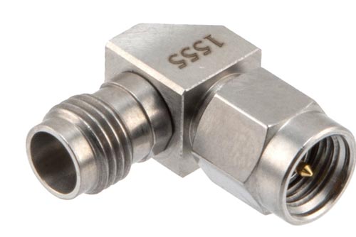 3.5mm Male to 2.4mm Female Miter Right Angle Adapter, DC to 34.5 GHz