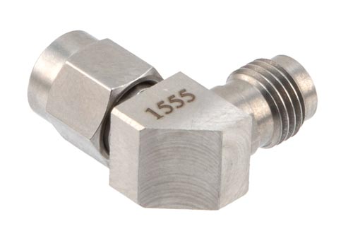 3.5mm Male to 2.4mm Female Miter Right Angle Adapter, DC to 34.5 GHz