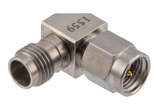 2.4mm Male to 2.4mm Female Miter Right Angle Adapter, DC to 27 GHz