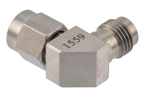 2.4mm Male to 2.4mm Female Miter Right Angle Adapter, DC to 27 GHz