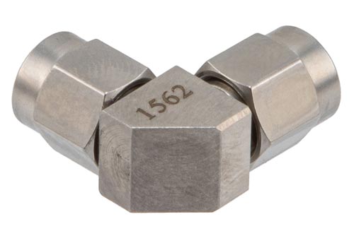 2.92mm Male to SMA Male Miter Right Angle Adapter, DC to 27 GHz