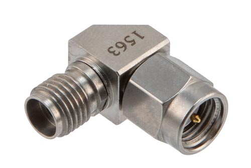 SMA Male to 2.92mm Female Miter Right Angle Adapter, DC to 27 GHz