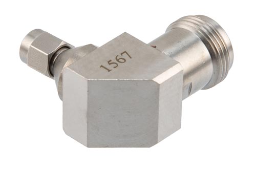 SMA Male to N Female Miter Right Angle Adapter, DC to 18 GHz
