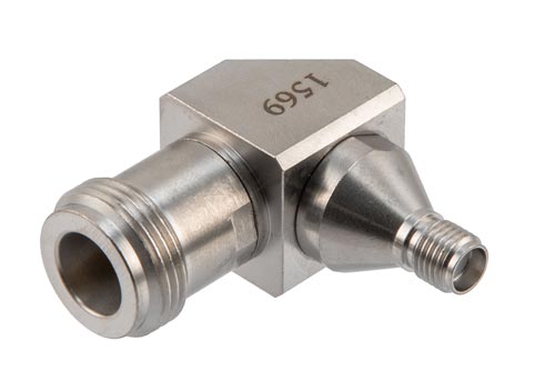 SMA Female to N Female Miter Right Angle Adapter, DC to 18 GHz