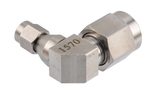 SMA Male to TNC Male Miter Right Angle Adapter, DC to 18 GHz