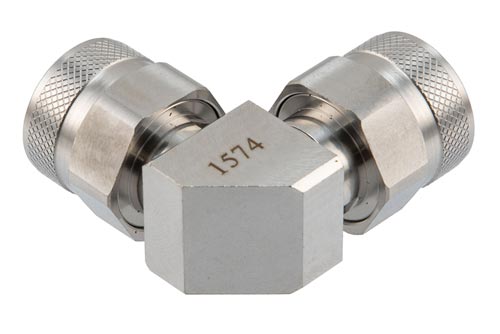 N Male to N Male Miter Right Angle Adapter, DC to 18 GHz