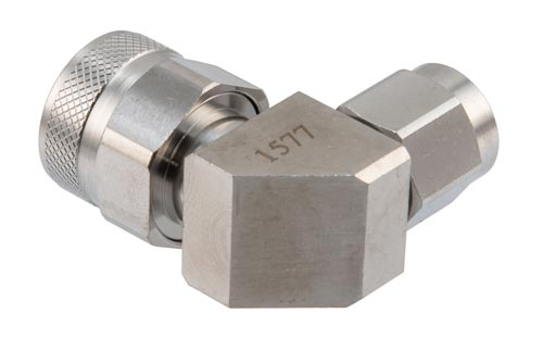 N Male to N Male Miter Right Angle Adapter, DC to 18 GHz