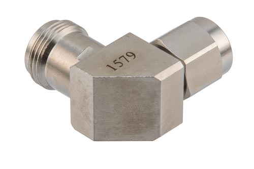 N Female to TNC Male Miter Right Angle Adapter, DC to 18 GHz