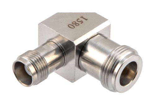 N Female to TNC Female Miter Right Angle Adapter, DC to 18 GHz