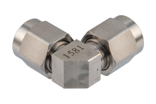 TNC Male to TNC Male Miter Right Angle Adapter, DC to 18 GHz