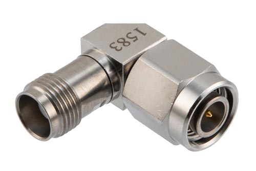 TNC Male to TNC Female Miter Right Angle Adapter, DC to 18 GHz