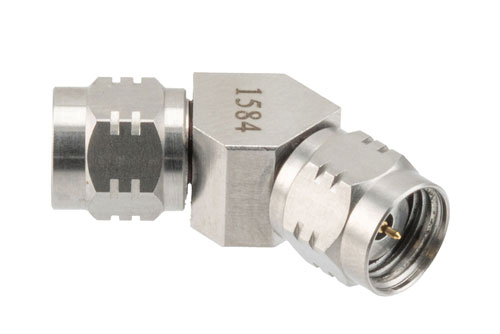 RF Adapter, 45 Degree Angle 1.85mm Male to 1.85mm Male 67GHz VSWR 1.35