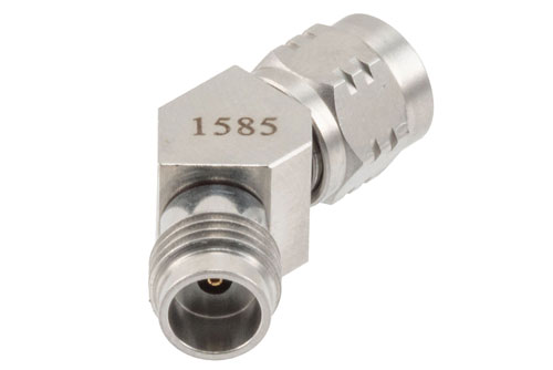 RF Adapter, 45 Degree Angle 1.85mm Male to 1.85mm Female 67GHz VSWR 1.35