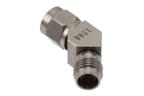 RF Adapter, 45 Degree Angle 2.4mm plug to 2.4mm jack 50GHz VSWR 1.25
