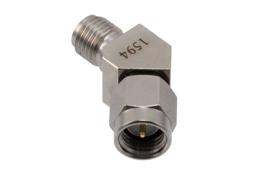 RF Adapter, 45 Degree Angle SMA plug to SMA jack 27GHz VSWR1.15