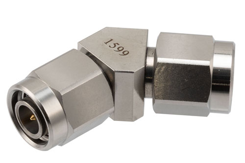 RF Adapter, 45 Degree Angle TNC plug to TNC plug 18GHz VSWR1.2