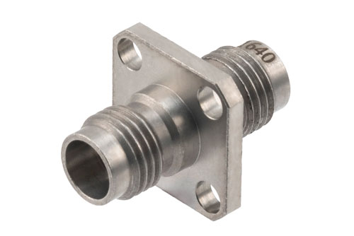High Temperature Adapter 4 Hole Flange Mount 2.4mm Female to 2.4mm Female, 50GHz VSWR1.2, MIL-STD 348B