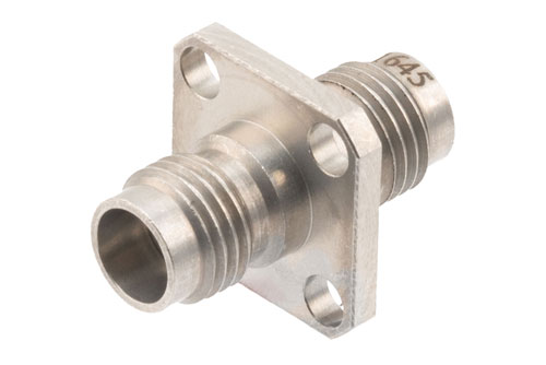 High Temperature Adapter 4 Hole Flange Mount 2.4mm Female to 2.4mm Female, 50GHz VSWR1.3, MIL-STD 348B