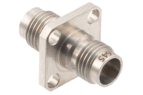 High Temperature Adapter 4 Hole Flange Mount 2.4mm Female to 2.4mm Female, 50GHz VSWR1.3, MIL-STD 348B