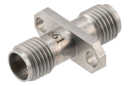 High Temperature Adapter 2 Hole Flange Mount 2.92mm Female to 2.92mm Female, 40GHz VSWR1.15, MIL-STD 348B