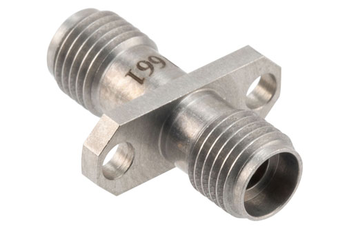 High Temperature Adapter 2 Hole Flange Mount 2.92mm Female to 2.92mm Female, 40GHz VSWR1.15, MIL-STD 348B
