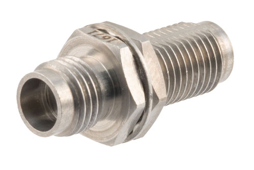 High Temperature Adapter Bulkhead Mount 1.85mm Female to 1.85mm Female, 67GHz VSWR1.25, MIL-STD 348B