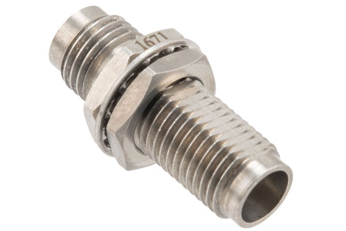High Temperature Adapter Bulkhead Mount 1.85mm Female to 1.85mm Female, 67GHz VSWR1.25, MIL-STD 348B